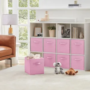 Scatola portaoggetti in tessuto rosa pieghevole organizzatore di giocattoli per vestiti.