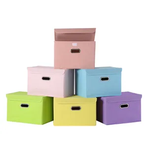 Foldable Fabric Storage Box With Lid And Metal Handle Closet Organizer Bin For Clothes Home Bedroom Organization