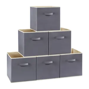 Boîtes de rangement en tissu pliables organiseurs gris cubes avec poignées pour vêtements