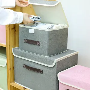 Scatola di Immagazzinaggio in Tessuto Pieghevole con Coperchio Organizzatore di Abiti Antipolvere Contenitore Minimalista per la Casa