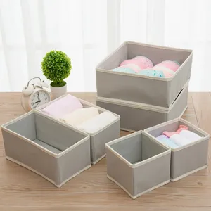 Non Woven Fabric Storage Box Foldable Drawer Organizer Six Piece Set For Underwear Socks Bras Closet Storage