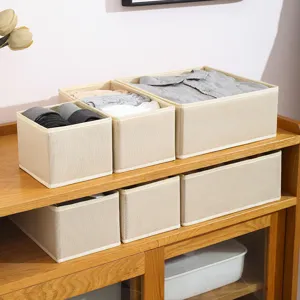 Foldable fabric storage boxes organizer set for underwear socks clothes drawer sorting container