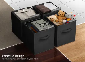 Foldable fabric storage box open top clothing organizer bins for bedroom living room closet