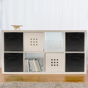 Fabric folding storage box detail view, collapsible organizer bin for home wardrobe and closet.