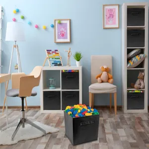 Collapsible fabric storage box open top cube container for home wardrobe and toy organization