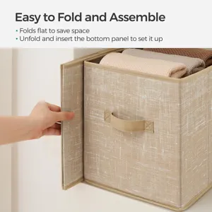 Foldable fabric storage box with sturdy handle for home wardrobe clothes organization
