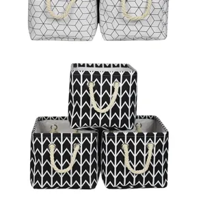 Panier de rangement en tissu pliable boite organiseur avec poignees en corde pour jouets