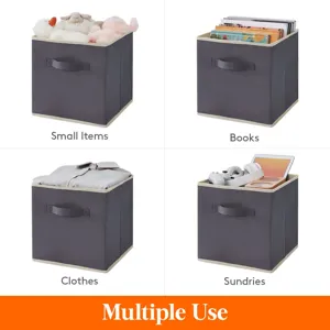 Foldable fabric storage box grey cube basket organizer for home clothes books and toys
