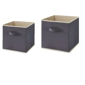 Foldable fabric storage box set, open square storage bin with handles for home clothes.