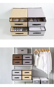Fabric underwear storage box with drawers, foldable drawer organizer for bra and socks.