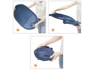 Opvouwbare mesh wasmand vouwinstructie gedetailleerd overzicht voor eenvoudig opbergen.