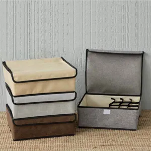 Scatola Portaoggetti in Tessuto per BIANCHERIA Intima Organizer Pieghevole per Armadio con Coperchio e Scomparti per Reggiseno Calzini