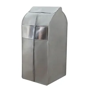 Fundas para ropa colgantes con ventana transparente y cremallera para armario color gris