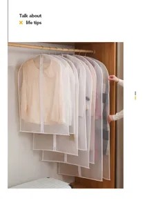 PEVA transparente matte Kleiderhülle Anzugtasche staubdicht Schrank hängende Aufbewahrung.