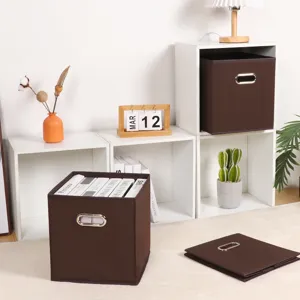 Faltbare Stoff Aufbewahrungsbox braune Würfel Organizer Kiste mit Griff für Regal.