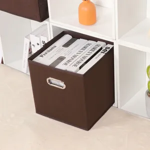 Faltbare Stoff-Aufbewahrungsbox mit Metallgriff, robuster quadratischer Behälter für Kleiderschrank.