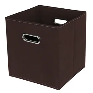 Braune Stoff Faltbare Aufbewahrungsbox mit Metallgriffen faltbarer Kleiderschrank Organizer