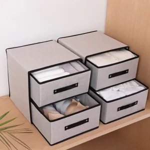 Household Fabric Underwear Storage Box Double Layer Drawer Type Foldable Bra Sock Organizer Box Storage Container