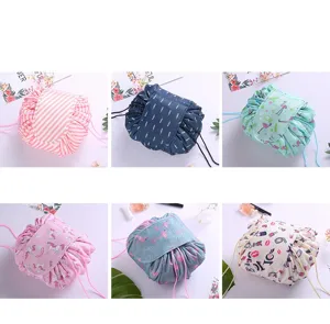 Multifunctional lazy cosmetic bag set with drawstring design waterproof travel makeup storage pouch