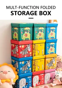 Multifunctional foldable storage box with cute cartoon animal prints for home organization.
