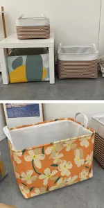 Panier de rangement en tissu pliable corbeille à linge organisateur de jouets avec poignées