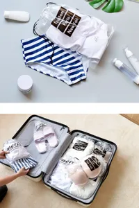 5 sacs de rangement de voyage étanches en PVC transparent avec cordon pour vêtements et sous-vêtements.