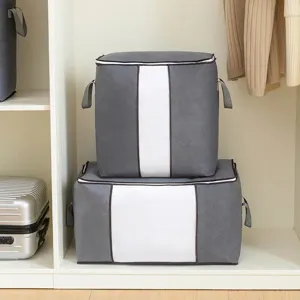 Grande sacoche de rangement pour couette en tissu non tissé avec fenêtre transparente pour armoire.