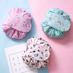 Large capacity lazy cosmetic bag drawstring makeup pouch travel waterproof toiletry bag