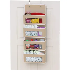 Organisateur de porte suspendu à 4 poches transparentes sac de rangement pour chambre de bébé.