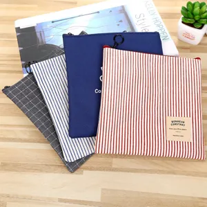 Canvas coin purse set mini zipper pouch fabric small wallet for women cute striped card holder