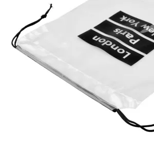 Sac de rangement de voyage étanche en PVC transparent avec cordon de serrage pour vêtements