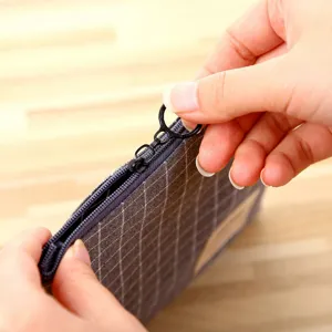 Minimalist plaid canvas coin purse mini short wallet card holder pouch for women daily use.