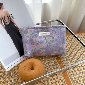 Borsa cosmetica floreale pochette di stoccaggio portatile per donne viaggio uso