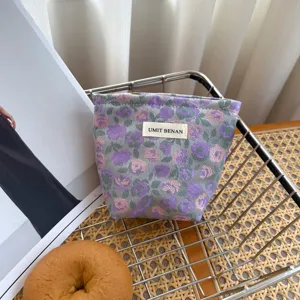 Borsa per trucco floreale da donna, mini custodia cosmetica, borsa porta rossetto portatile.