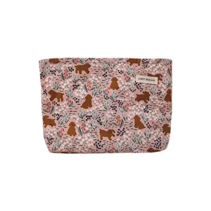 Korean style cute puppy cosmetic bag, large capacity portable makeup pouch for travel.