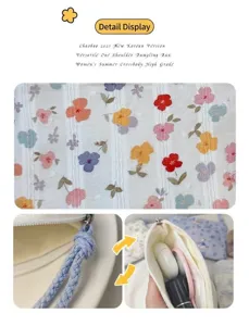 Fresh floral cosmetic bag portable makeup storage bag for women cute daily sundries pouch cute