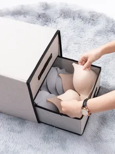 Fabric underwear storage box drawer organizer for bra socks closet home organization use