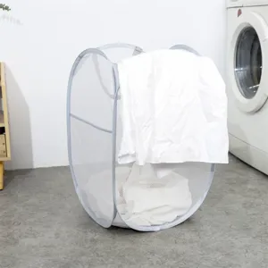 Opvouwbare wasmand van gaas pop-up wasbox ademende kledingopbergmand voor thuisgebruik