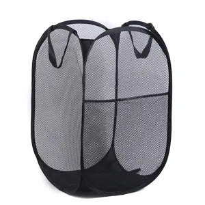 Opvouwbare wasmand van mesh stof, pop-up wasbox voor kledingopslag en huishoudelijke organisatie