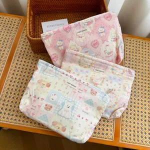 Floral rabbit cosmetic bag cute travel storage pouch portable toiletry makeup bag for women