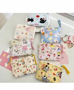 Borsa cosmetica in tela con cartoni animati, grande capacità borsa da trucco portatile.