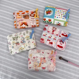 Cute cartoon cosmetic bag portable zipper storage pouch cute coin purse makeup organizer set