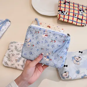 Cute fabric zipper pouch portable makeup bag mini coin purse cute cartoon animal storage bag