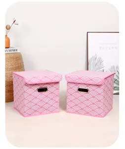 Rosa Stoff Faltbare Aufbewahrungsbox mit Deckel und Griff für Kleiderschrank und Spielzeug