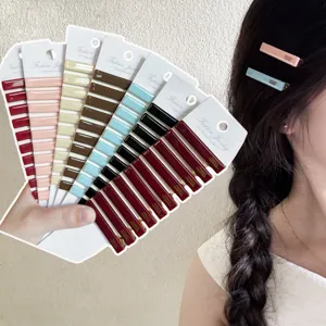 Acrylic Hair Clip Set with Golden Label FRANCE Handmade Korean Style Minimalism Hair Accessories for Women Girls Daily Use Non-Slip Duckbill Clip