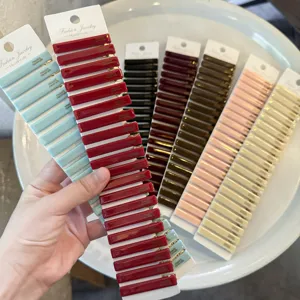 Colorful acrylic duckbill hair clips set, stylish handmade side clips for women.