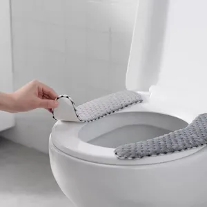 Funda de asiento de inodoro adhesiva cálida de invierno suave impermeable para baño