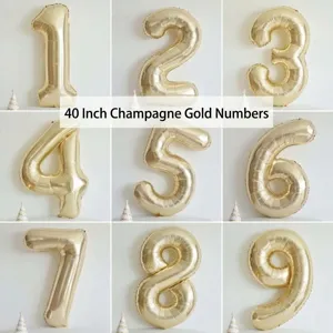 Large Metallic Champagne Gold Number Foil Balloon Giant Mylar Balloon For Birthday Party Anniversary Celebration Event Decoration Prop