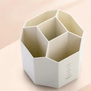 Moderno Portapenne Rotante a 360 Gradi in Plastica Cinque Scomparti Organizzatore da Scrivania Scatola per Cancelleria per Ufficio Scuola