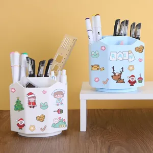 Portapenne rotativo a 360 gradi con scomparti, simpatico organizer da scrivania per cancelleria.